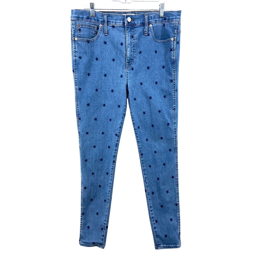 Madewell Jeans Womens Sz 32 10" High Rise Skinny Stars Stretch Americana